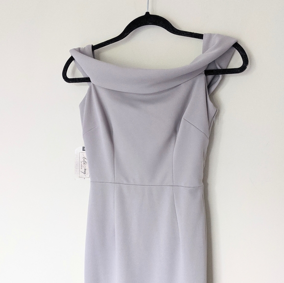 NEW KATIE MAY x REVOLVE Legacy Dove Gray Formal Evening Maxi Gown Dress Size 4 - Picture 3 of 9